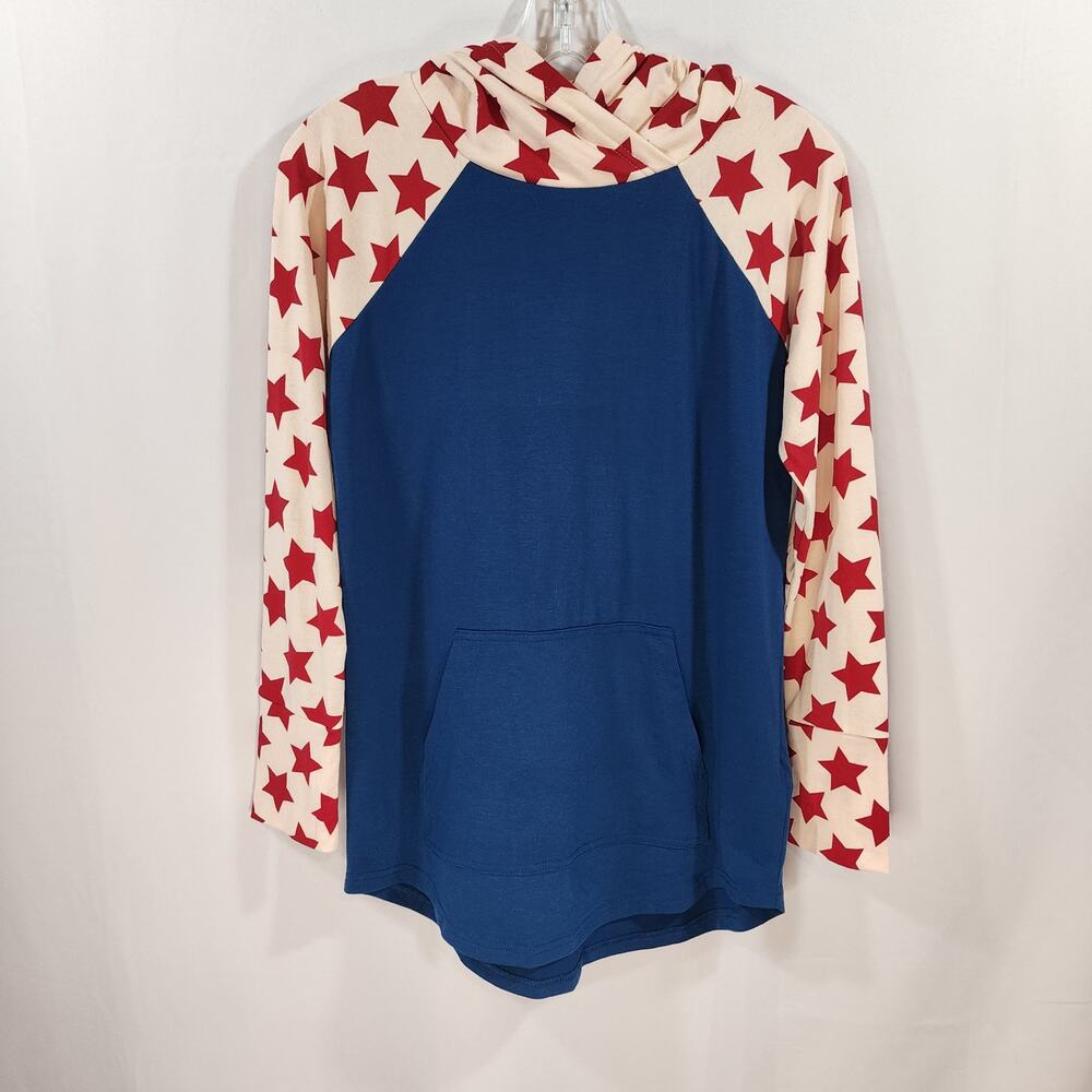LuLaRoe Americana 2021 Amber lightweight star print hoodie‎ woman's size small
